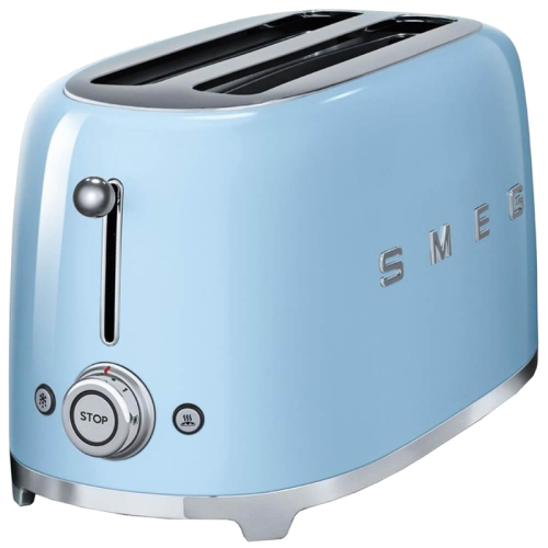 Стиль 50-х г.г, 4 ломтика, корпус из нержавеющей стали, 6 уровней поджаривания, голубой