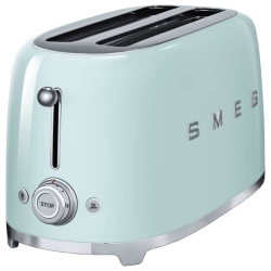 Стиль 50-х г.г, 4 ломтика, корпус из нержавеющей стали, 6 уровней поджаривания, зеленый