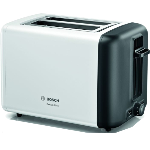 Тостер Bosch TAT3P421 Тостер, CompactClass, 2 отделения, механическое управление, цвет белый/черный