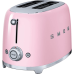 Стиль 50-х г.г, 2 ломтика, корпус из нержавеющей стали, 6 уровней поджаривания, розовый