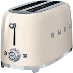 Стиль 50-х г.г, 4 ломтика, корпус из нержавеющей стали, 6 уровней поджаривания, кремовый