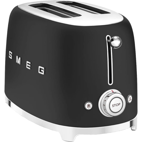 Стиль 50-х г.г, 2 ломтика, корпус из нержавеющей стали, 6 уровней поджаривания, черный матовый