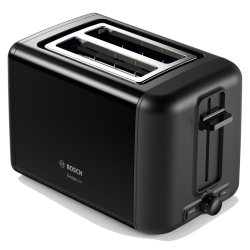 Тостер BOSCH TAT3P423 мощность 970Вт, отделений- 2, бесступенчатый терморегулятор, подогревание булочек, лоток для крошек, автоцентрирование тостов, цвет черный