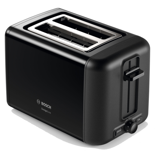 Тостер BOSCH TAT3P423 мощность 970Вт, отделений- 2, бесступенчатый терморегулятор, подогревание булочек, лоток для крошек, автоцентрирование тостов, цвет черный