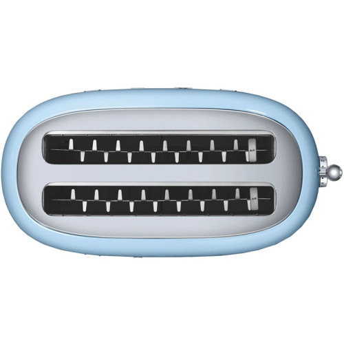 Стиль 50-х г.г, 4 ломтика, корпус из нержавеющей стали, 6 уровней поджаривания, голубой