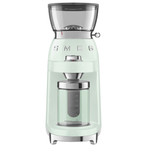 Кофемолка SMEG, стиль 50-х г.г., 15 уровней помола, конические жернова, объем контейнера для кофе 240 г, цвет пастельный зеленый