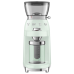 Кофемолка SMEG, стиль 50-х г.г., 15 уровней помола, конические жернова, объем контейнера для кофе 240 г, цвет пастельный зеленый Кофемолка SMEG, стиль 50-х г.г., 15 уровней помола, конические жернова, объем контейнера для кофе 240 г, цвет пастельный зеленый