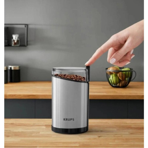 Кофемолка Krups GX204D10 200Вт сист.помол.:ротац.нож вместим.:85гр серебристый/черный