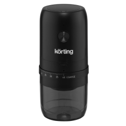Кофемолка KORTING/ Кофемолка KORTING, беспроводная, максимальная загрузка 75 г, 40 уровней помола, конические керамические жернова, кнопочное управление, защита от перегрева, автодомол, цвет черный