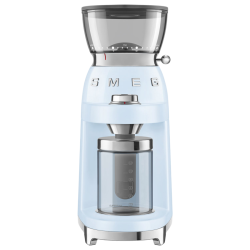 Кофемолка SMEG, стиль 50-х г.г., 15 уровней помола, конические жернова, объем контейнера для кофе 240 г, цвет пастельный голубой