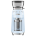 Кофемолка SMEG, стиль 50-х г.г., 15 уровней помола, конические жернова, объем контейнера для кофе 240 г, цвет пастельный голубой Кофемолка SMEG, стиль 50-х г.г., 15 уровней помола, конические жернова, объем контейнера для кофе 240 г, цвет пастельный голубой