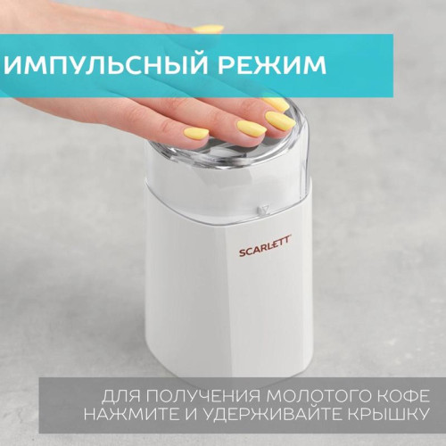 Кофемолка Scarlett SC-CG44506 150Вт сист.помол.:ротац.нож вместим.:60гр белый