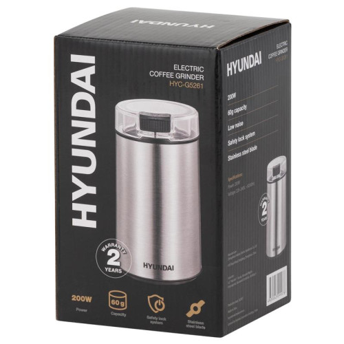 Кофемолка Hyundai HYC-G5261 200Вт сист.помол.:ротац.нож вместим.:60гр серебристый