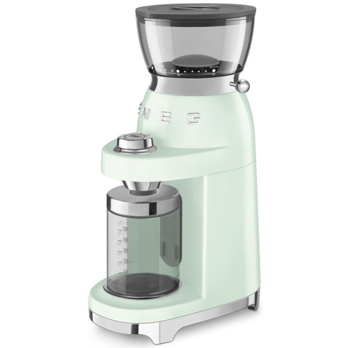Кофемолка SMEG, стиль 50-х г.г., 15 уровней помола, конические жернова, объем контейнера для кофе 240 г, цвет пастельный зеленый