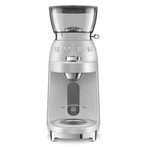 Кофемолка Smeg, стиль 50-х, контейнер для зерен 240 г, конические жернова, регулировка степени помола, цвет алюминий