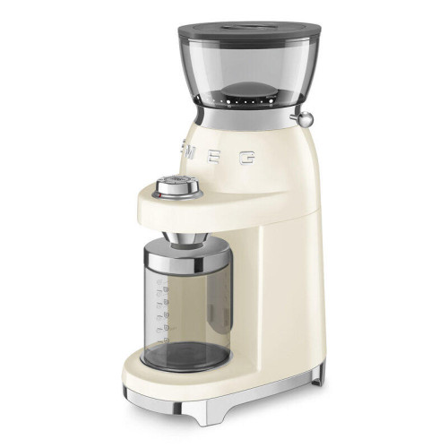 Кофемолка SMEG, стиль 50-х г.г., 15 уровней помола, конические жернова, объем контейнера для кофе 240 г, цвет сталь Кофемолка SMEG, стиль 50-х г.г., 15 уровней помола, конические жернова, объем контейнера для кофе 240 г, цвет сталь