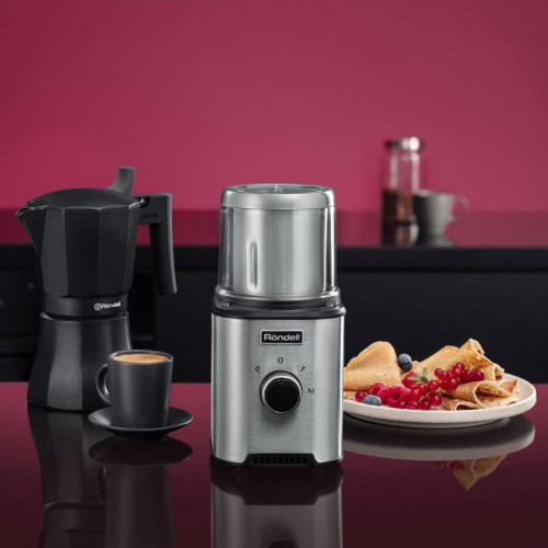 Кофемолка Rondell RDE-1150 350Вт сист.помол.:ротац.нож вместим.:110гр серебристый