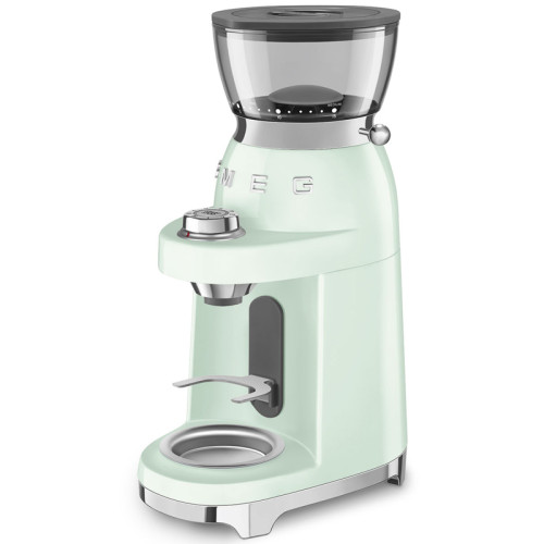 Кофемолка SMEG, стиль 50-х г.г., 15 уровней помола, конические жернова, объем контейнера для кофе 240 г, цвет пастельный зеленый