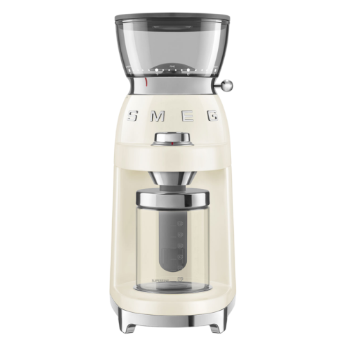 Кофемолка SMEG, стиль 50-х г.г., 15 уровней помола, конические жернова, объем контейнера для кофе 240 г, цвет сталь