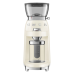 Кофемолка SMEG, стиль 50-х г.г., 15 уровней помола, конические жернова, объем контейнера для кофе 240 г, цвет сталь Кофемолка SMEG, стиль 50-х г.г., 15 уровней помола, конические жернова, объем контейнера для кофе 240 г, цвет сталь
