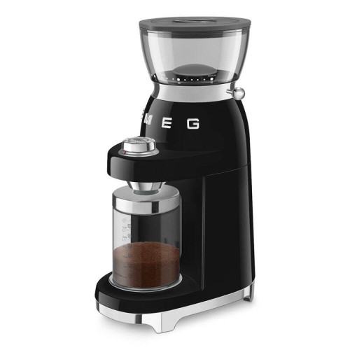 Кофемолка SMEG, стиль 50-х г.г., 15 уровней помола, конические жернова, объем контейнера для кофе 240 г, цвет пастельный черный