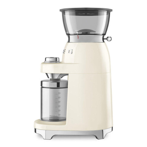 Кофемолка SMEG, стиль 50-х г.г., 15 уровней помола, конические жернова, объем контейнера для кофе 240 г, цвет сталь Кофемолка SMEG, стиль 50-х г.г., 15 уровней помола, конические жернова, объем контейнера для кофе 240 г, цвет сталь