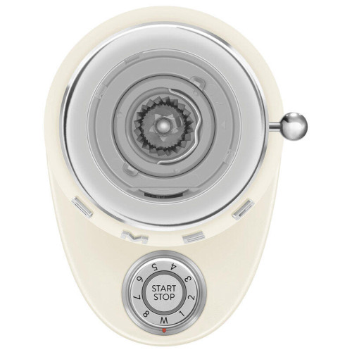 Кофемолка SMEG, стиль 50-х г.г., 15 уровней помола, конические жернова, объем контейнера для кофе 240 г, цвет сталь Кофемолка SMEG, стиль 50-х г.г., 15 уровней помола, конические жернова, объем контейнера для кофе 240 г, цвет сталь