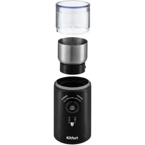 Кофемолка Kitfort KT-747 200Вт сист.помол.:ротац.нож вместим.:70гр черный/серебристый Кофемолка Kitfort KT-747 200Вт сист.помол.:ротац.нож вместим.:70гр черный/серебристый