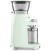 Кофемолка SMEG, стиль 50-х г.г., 15 уровней помола, конические жернова, объем контейнера для кофе 240 г, цвет пастельный зеленый Кофемолка SMEG, стиль 50-х г.г., 15 уровней помола, конические жернова, объем контейнера для кофе 240 г, цвет пастельный зеленый