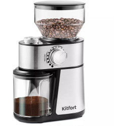 Кофемолка Kitfort КТ-717 200Вт сист.помол.:жернова вместим.:100гр нержавеющая сталь/черный