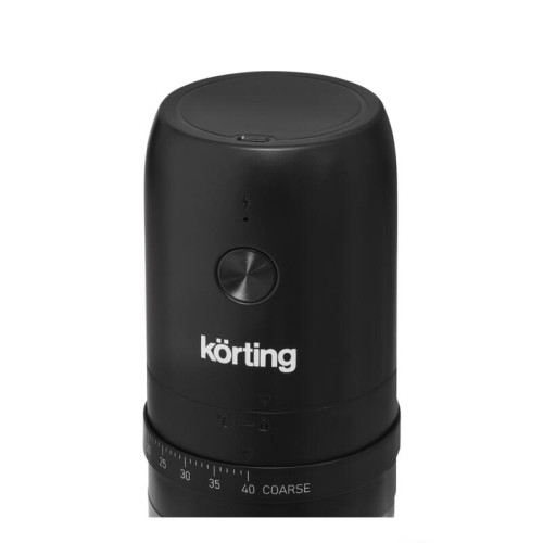 Кофемолка KORTING/ Кофемолка KORTING, беспроводная, максимальная загрузка 75 г, 40 уровней помола, конические керамические жернова, кнопочное управление, защита от перегрева, автодомол, цвет черный Кофемолка KORTING/ Кофемолка KORTING, беспроводная, максимальная загрузка 75 г, 40 уровней помола, конические керамические жернова, кнопочное управление, защита от перегрева, автодомол, цвет черный