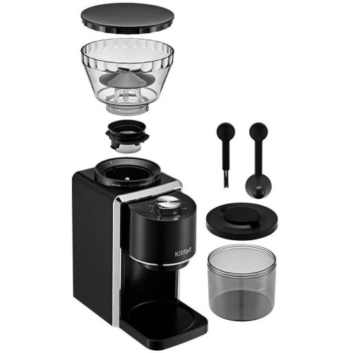 Кофемолка Kitfort КТ-787 200Вт сист.помол.:жернова вместим.:250гр черный/серебристый