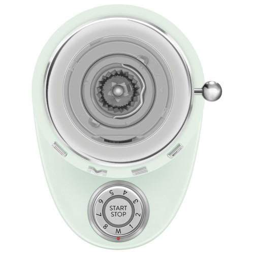 Кофемолка SMEG, стиль 50-х г.г., 15 уровней помола, конические жернова, объем контейнера для кофе 240 г, цвет пастельный зеленый