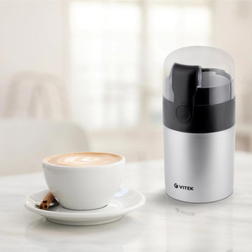 Кофемолка Vitek VT-1540 SR 120Вт сист.помол.:ротац.нож вместим.:40гр серебристый