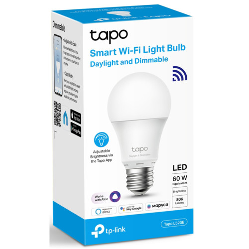 Умная Wi-Fi лампа/ Smart Wi-Fi Light Bulb, Daylight & Dimmable, SPEC: 2.4 GHz, IEEE 802.11b/g/n