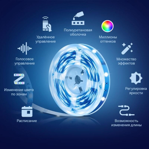 Умная светодиодная Wi-Fi лента/ Tapo Smart Light Strip 5m, cut to size every 10cm, one adapter, one controller Умная светодиодная Wi-Fi лента/ Tapo Smart Light Strip 5m, cut to size every 10cm, one adapter, one controller