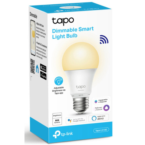 Умная Wi-Fi лампа/ WiFi Bulb, A60 size, E27, 8.7W, 2700K warm white, 800 lumens Умная Wi-Fi лампа/ WiFi Bulb, A60 size, E27, 8.7W, 2700K warm white, 800 lumens
