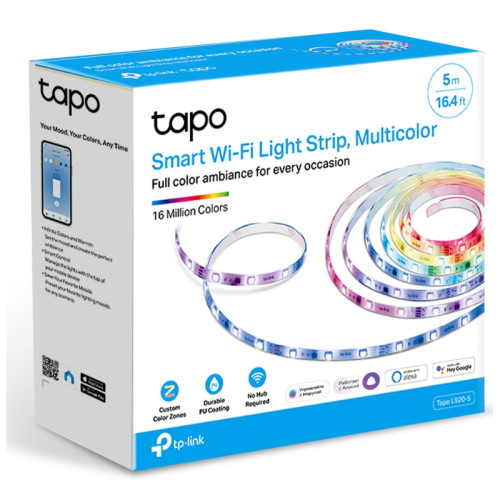 Умная светодиодная Wi-Fi лента/ Tapo Smart Light Strip 5m, Multicolor, cut to size every 10cm, one adapter, one controller