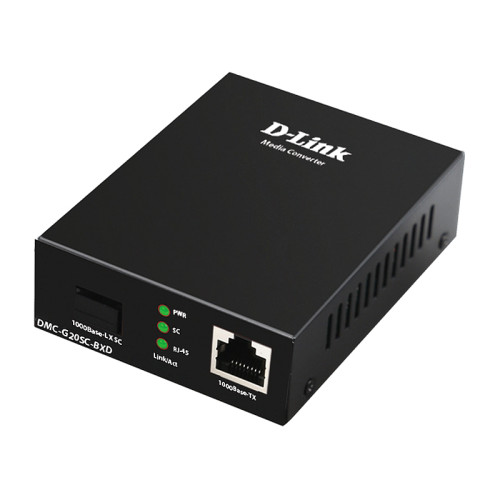 Трансивер/ DMC-G20SC-BXD WDM Media Converter 1000Base-T to 1000Base-LX, SC, Single-mode, TX: 1550nm; RX: 1310nm, 20KM, Stand-alone