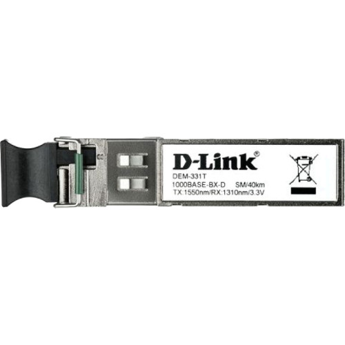 Трансивер/ 331T/40KM WDM SFP Transceiver, 1000Base-BX-D, Simplex LC, TX: 1550nm, RX: 1310nm, Single-mode, 40KM