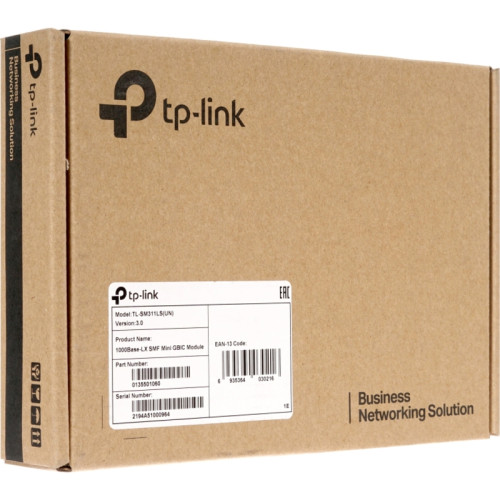 Трансивер/ Gigabit SFP module, Single-mode, MiniGBIC, LC interface, Up to 20km distance