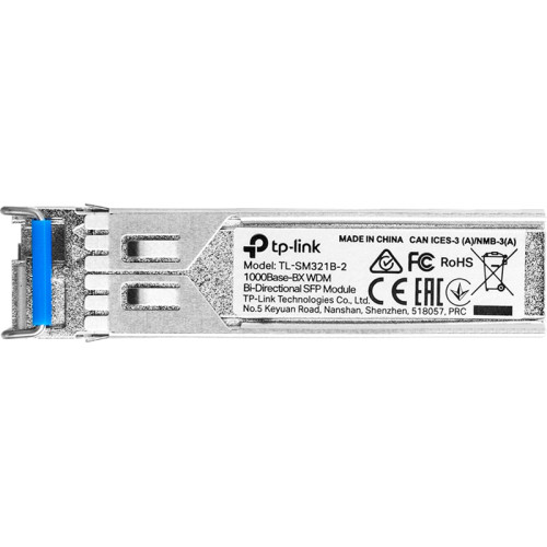 Трансивер/ 1000Base-BX WDM Bi-Directional SFP module, TX: 1310 nm and RX: 1550 nm, 1 LC Simplex port , up to 2 km transmission distance in 9/125 µm SMF