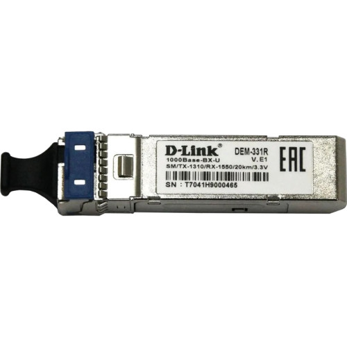 Трансивер/ 331R/20KM WDM SFP Transceiver, 1000Base-BX-U, Simplex LC, TX: 1310nm, RX: 1550nm, Single-mode, 20KM