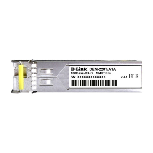 Трансивер/ 220T/20KM WDM SFP Transceiver, 100Base-BX-D, Simplex LC, Single-mode, TX: 1550mn, RX: 1310nm, 20KM