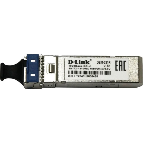Трансивер/ 331R/20KM WDM SFP Transceiver, 1000Base-BX-U, Simplex LC, TX: 1310nm, RX: 1550nm, Single-mode, 20KM Трансивер/ 331R/20KM WDM SFP Transceiver, 1000Base-BX-U, Simplex LC, TX: 1310nm, RX: 1550nm, Single-mode, 20KM