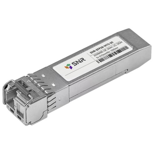 Трансивер SNR SFP28 WDM, 25GBASE, разъем LC, дальность до 20км (12dB), 1270nm, SNR-SFP28-W73-20