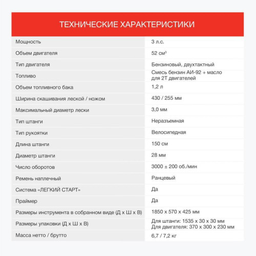 Триммер бензиновый Starwind GT-52 2200Вт 3л.с. неразбор.штан. реж.эл.:леска/нож Триммер бензиновый Starwind GT-52 2200Вт 3л.с. неразбор.штан. реж.эл.:леска/нож