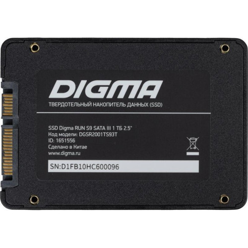 Твердотельный накопитель Digma SATA-III 1TB DGSR2001TS93T Run S9 2.5