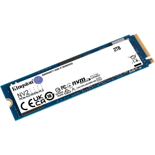 Твердотельный накопитель/ Kingston SSD NV2, 2000GB, M.2(22x80mm), NVMe, PCIe 4.0 x4, 3D TLC, R/W 3500/2800MB/s, TBW 640, DWPD 0.3 (3 года)