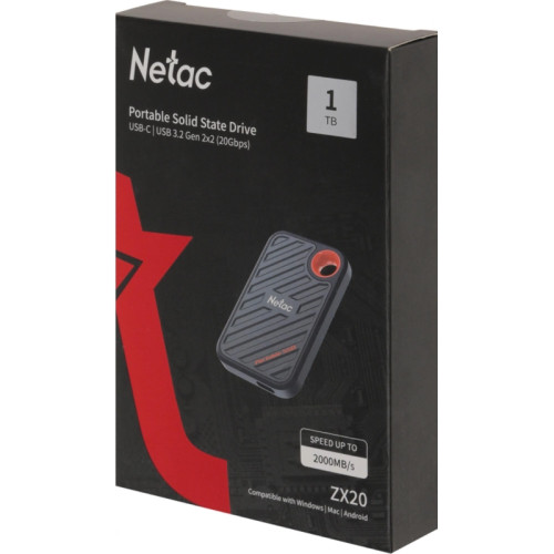 Накопитель SSD Netac USB-C 1000Gb NT01ZX20-001T-32BL ZX20 2.5 Накопитель SSD Netac USB-C 1000Gb NT01ZX20-001T-32BL ZX20 2.5